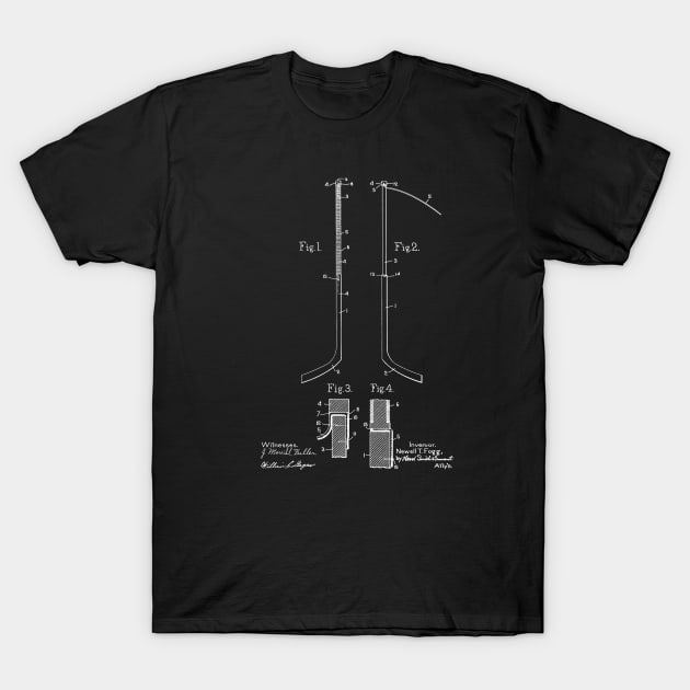 Hockey Stick Vintage Patent Drawing Funny Novelty T-Shirt by TheYoungDesigns